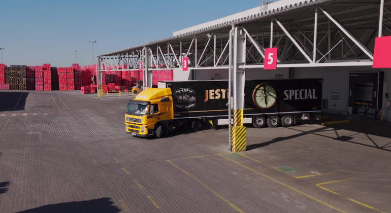 MF Semi Trailer Arriving At GXO Distribution Centre Elblag
