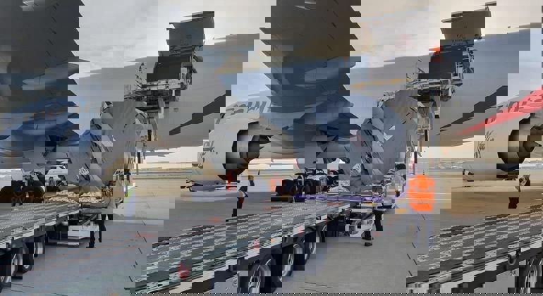 Flatbed Trailer With PCR System At Tarmac