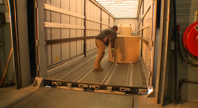 Paper Reel Skate And Track Trailer Moving