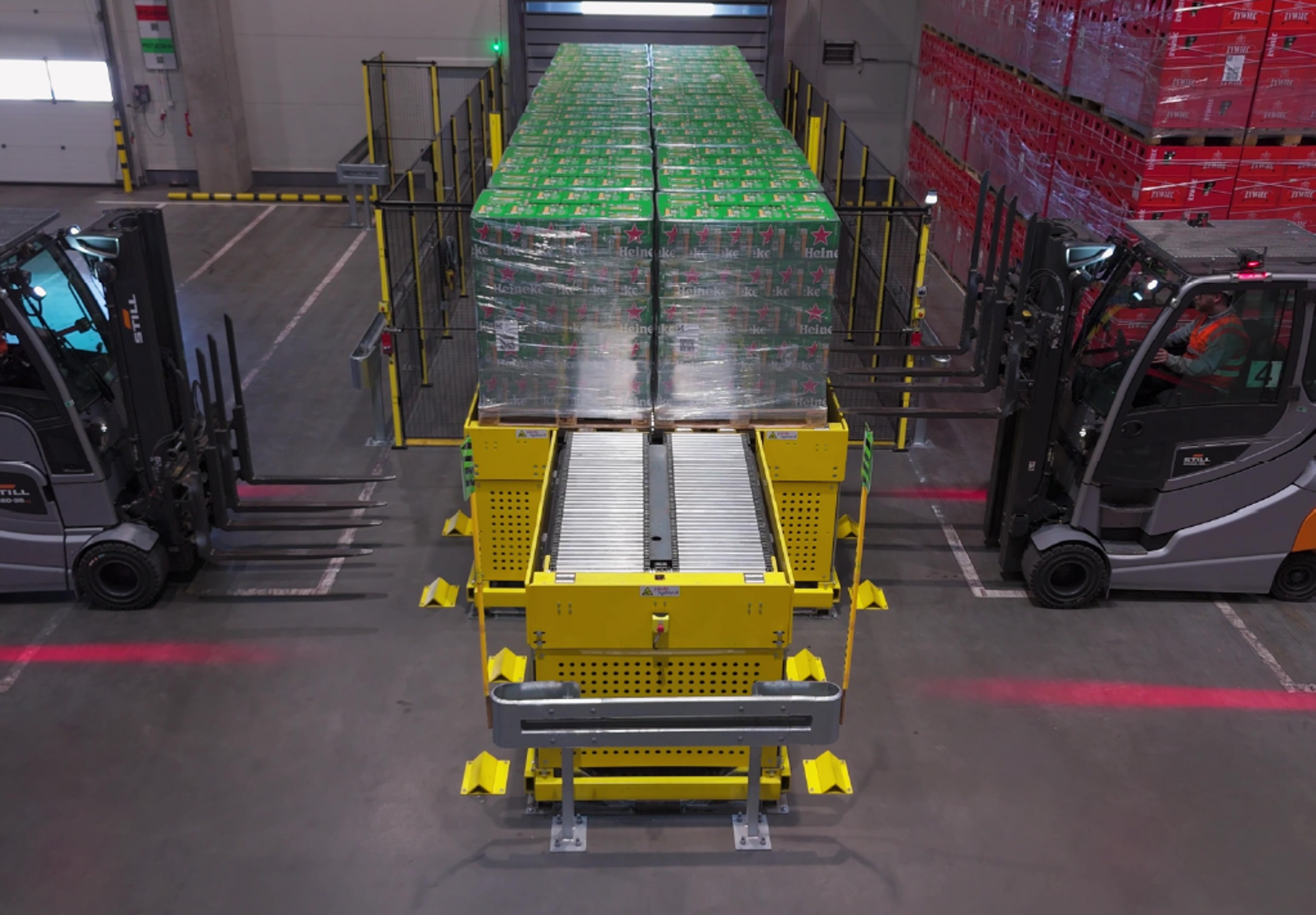 MF Palletised Beverage Unloading Forklifts Arrived