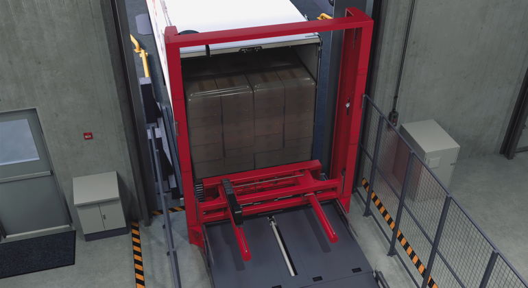 Full Trailer Load About To Be Pushed Fully In